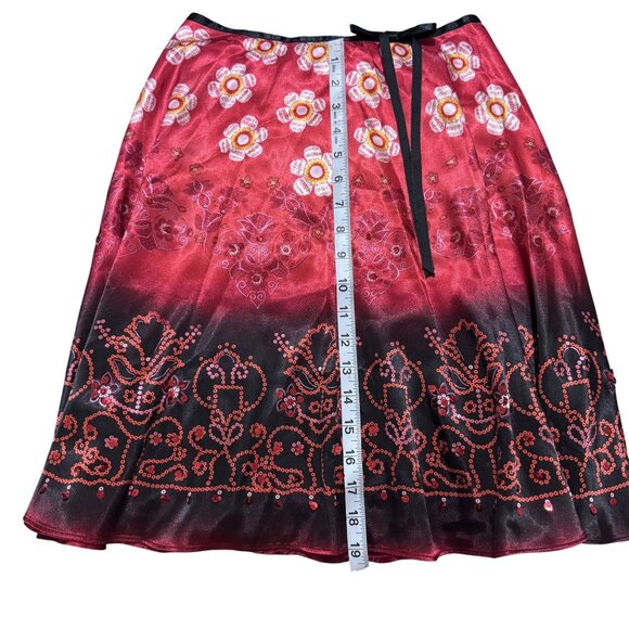 Vintage Secret Charm Women's Black/Red Floral Fit & Flare Flowy Mini Skirt Size - Picture 6 of 7